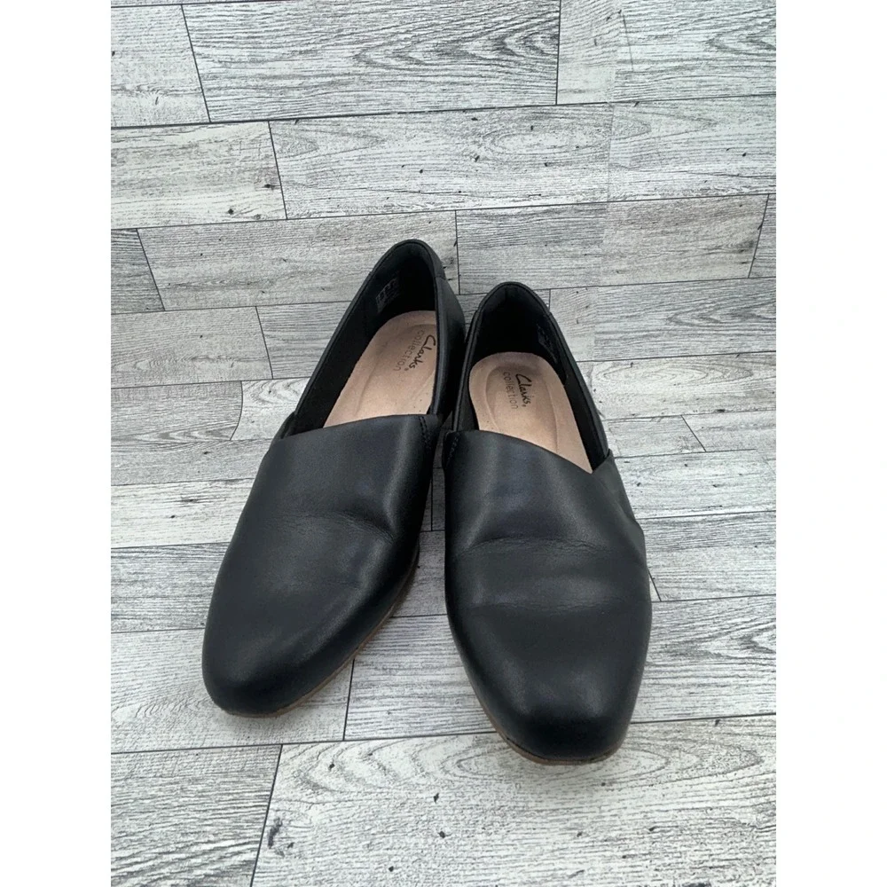 Clarks Collection Black Leather Ultimate Comfort Loafers Flats Women Sz 9W